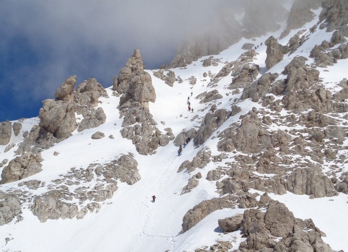 Alpinisti sulla Direttissima