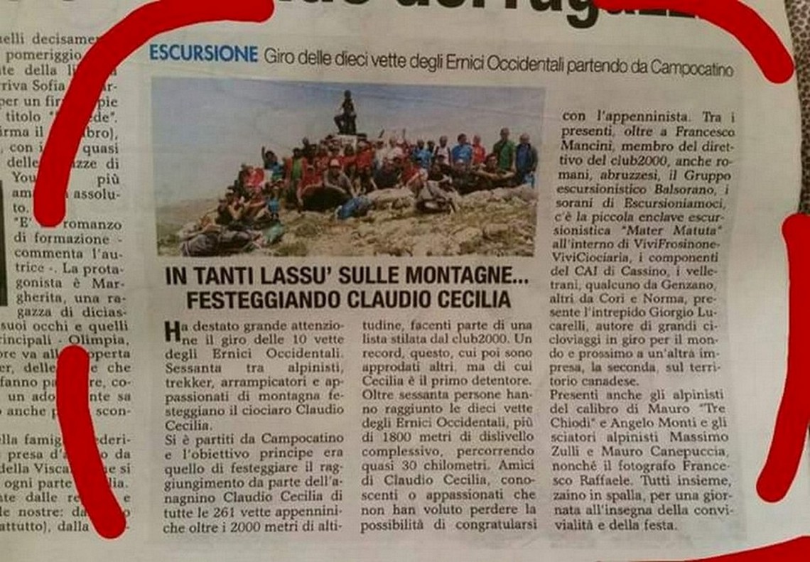 Le 10 Cime degli Ernici di Claudio CECILIA del 28 maggio 2016