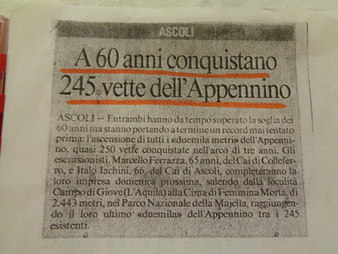 Il CAI di Colleferro sui giornali dell'epoca
