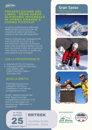 NEWS N.82 Moderatore alla prima presentazione a Roma del libro &quot; Alpinismo Invernale sul Gran Sasso d&#039;Italia &quot;