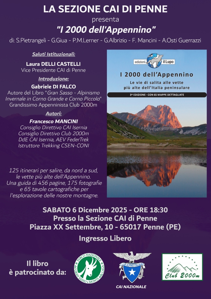 NEWS N.138 Relatore alla presentazione de I 2000 dell'APPENNINO al CAI di PENNE