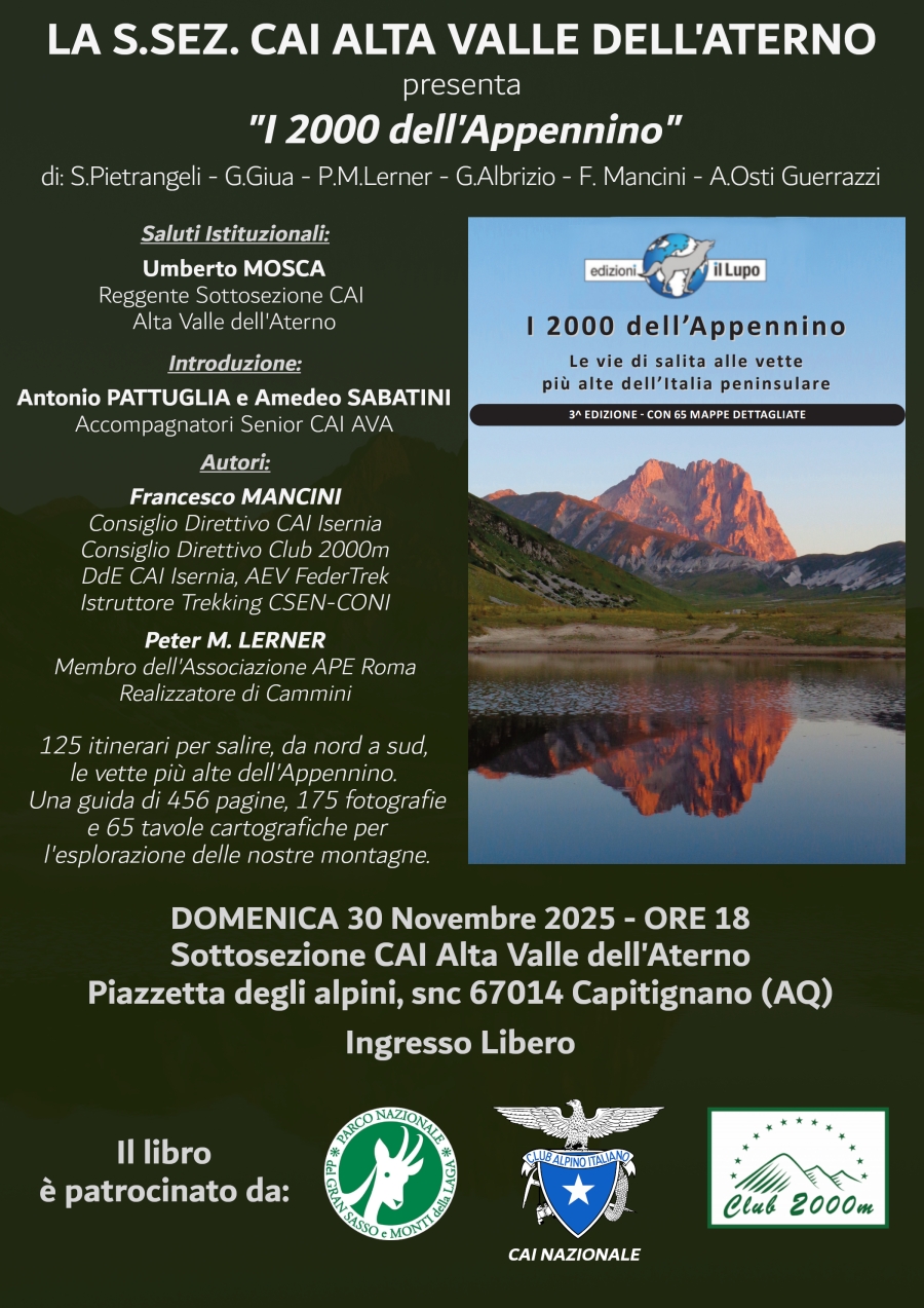 NEWS N.137 Relatore alla presentazione del libro i 2000 dell'Appennino con il CAI ALTA VALLE DELL'ATERNO
