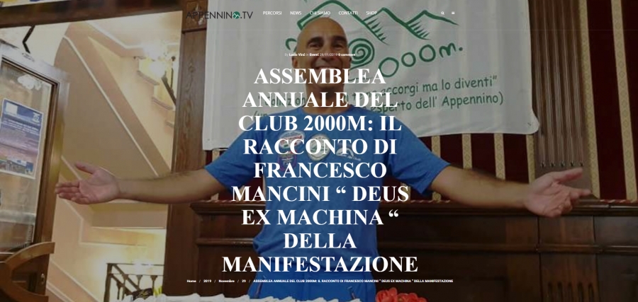 NEWS N.47 Assemblea annuale del Club 2000m: il racconto di Francesco Mancini " DEUS EX MACHINA " della manifestazione