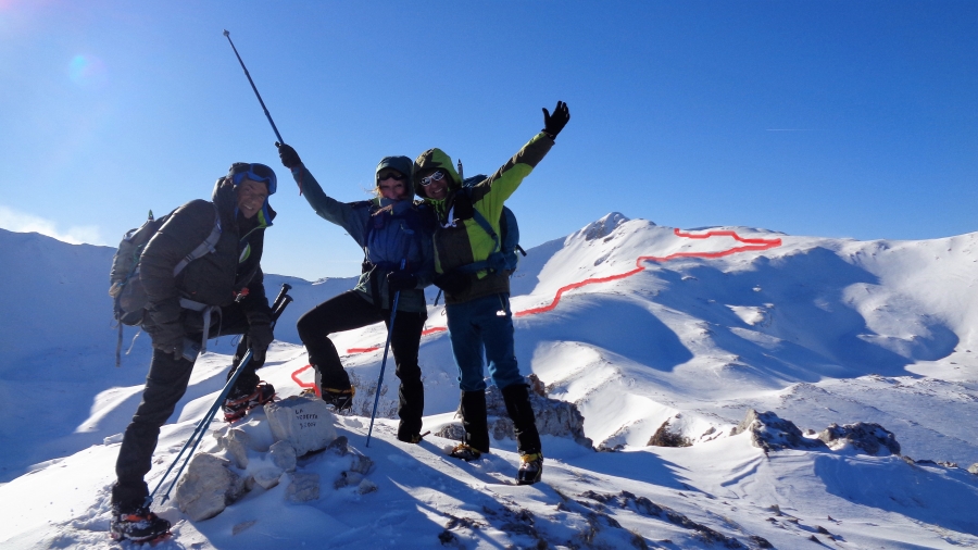 Con " HERMIONE " Federica Durì e la saggezza di Gianni Marini per il grande anello di quota da Barrea per Cima Biscurri nel Pnalm Sud-Est