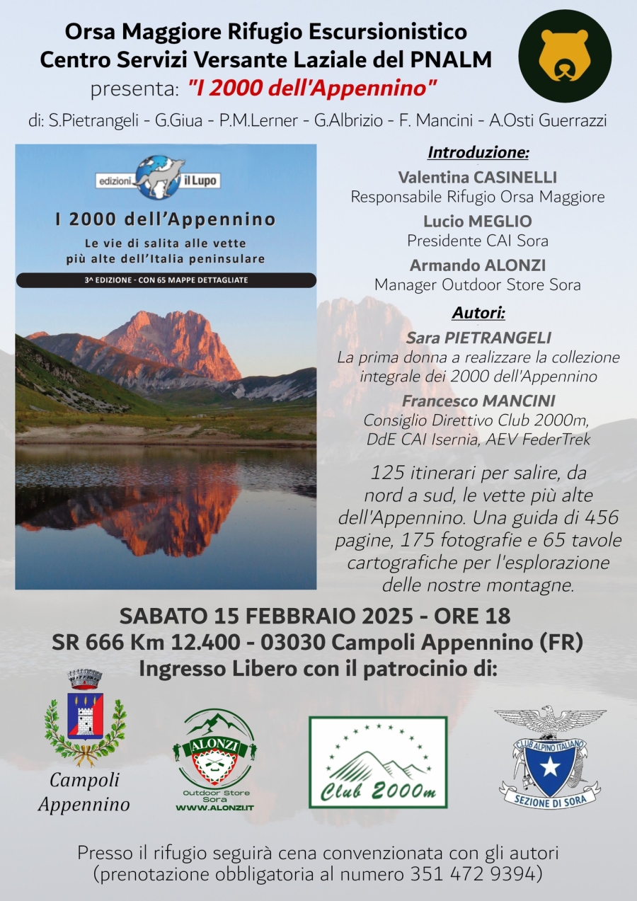 NEWS N. 104 Relatore con il CAI di SORA per la presentazione del libro " I 2000 dell'APPENNINO "