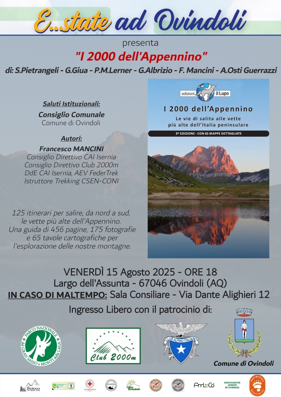 NEWS N.226 Relatore al Comune di Ovindoli per la presentazione de I 2000 dell'APPENNINO