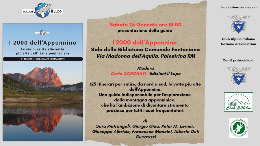 NEWS N.103 Relatore con il CAI di PALESTRINA per la presentazione de " I 2000 dell'Appennino "