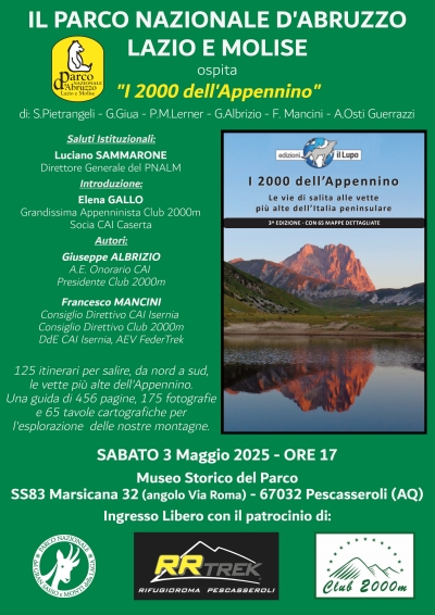 NEWS N.113 Relatore con il PNALM per la presentazione de I 2000 dell&#039;APPENNINO