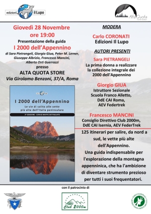 NEWS N. 97 Seconda presentazione a Roma de &quot; I 2000 dell&#039;APPENNINO &quot;