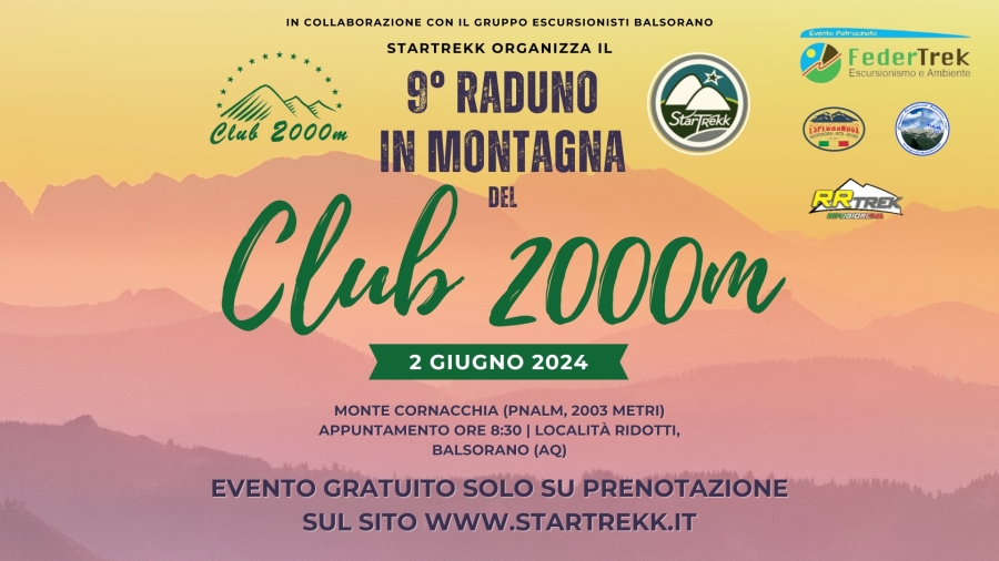NEWS N.87 Il 9° Raduno in Montagna del Club 2000m con StarTrekk per un evento grtauito patrocinato FederTrek