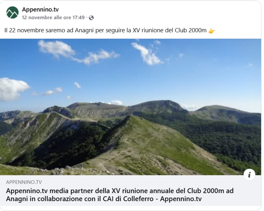 NEWS N.134 Su APPENNINO.TV l'articolo dedicato alla XV Riunione Annuale Club 2000m/CAI Colleferro-Anagni