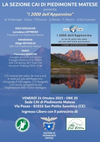 NEWS N.230 Relatore al CAI di PIEDIMONTE MATESE per la presentazione de I 2000 dell&#039;APPENNINO
