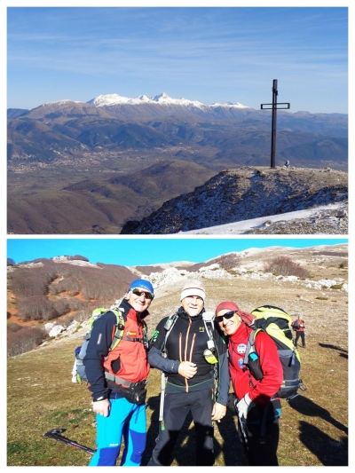 Con i Comandanti del CAI RASCINO Bruno Ranieri e LO SCARPONE di SELLA di CORNO Sergio Mattei per l'anello di Monte Calvo