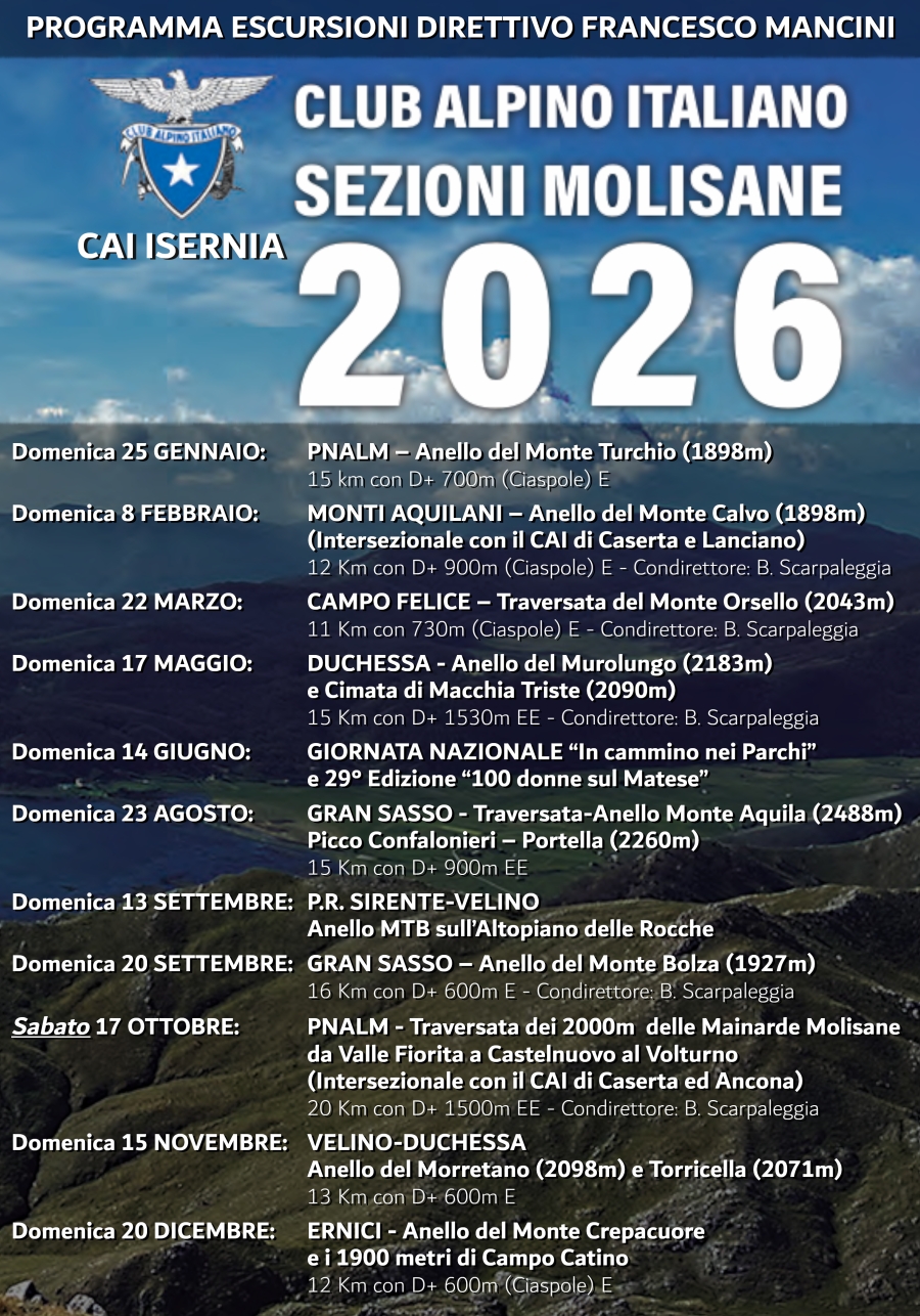 NEWS N.141 Calendario Annuale 2026 Direzione Uscite Sezionali CAI Isernia