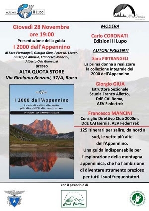 NEWS N. 99 Relatore ad ALTAQUOTA: Seconda presentazione a Roma de I 2000 dell&#039;APPENNINO